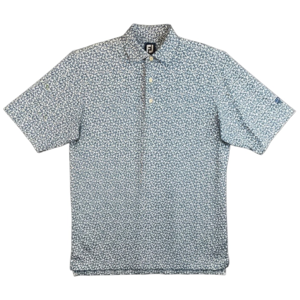 FootJoy Mens ProDry Golf Polo Shirt Blue White Floral Print Size M Short Sleeve